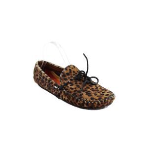 Surefoot Womens Pony Hair Leopard Printed Slip On Moccasins Brown Womens 10.5